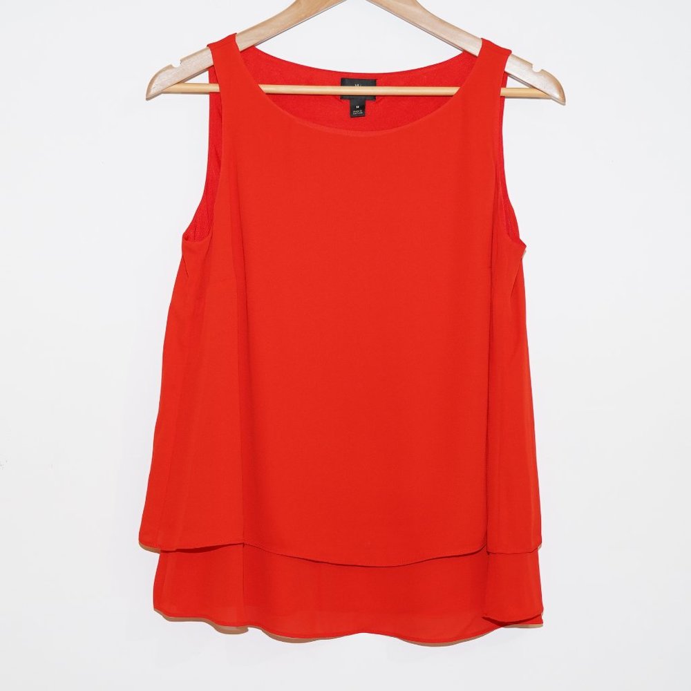 Worthington Double Layer Sleeveless Tank Top Red M - Picture 2 of 5